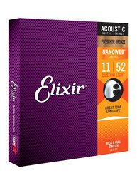 Elixir Nanoweb Phosphor Bronze 11-52 Custom Light 16027