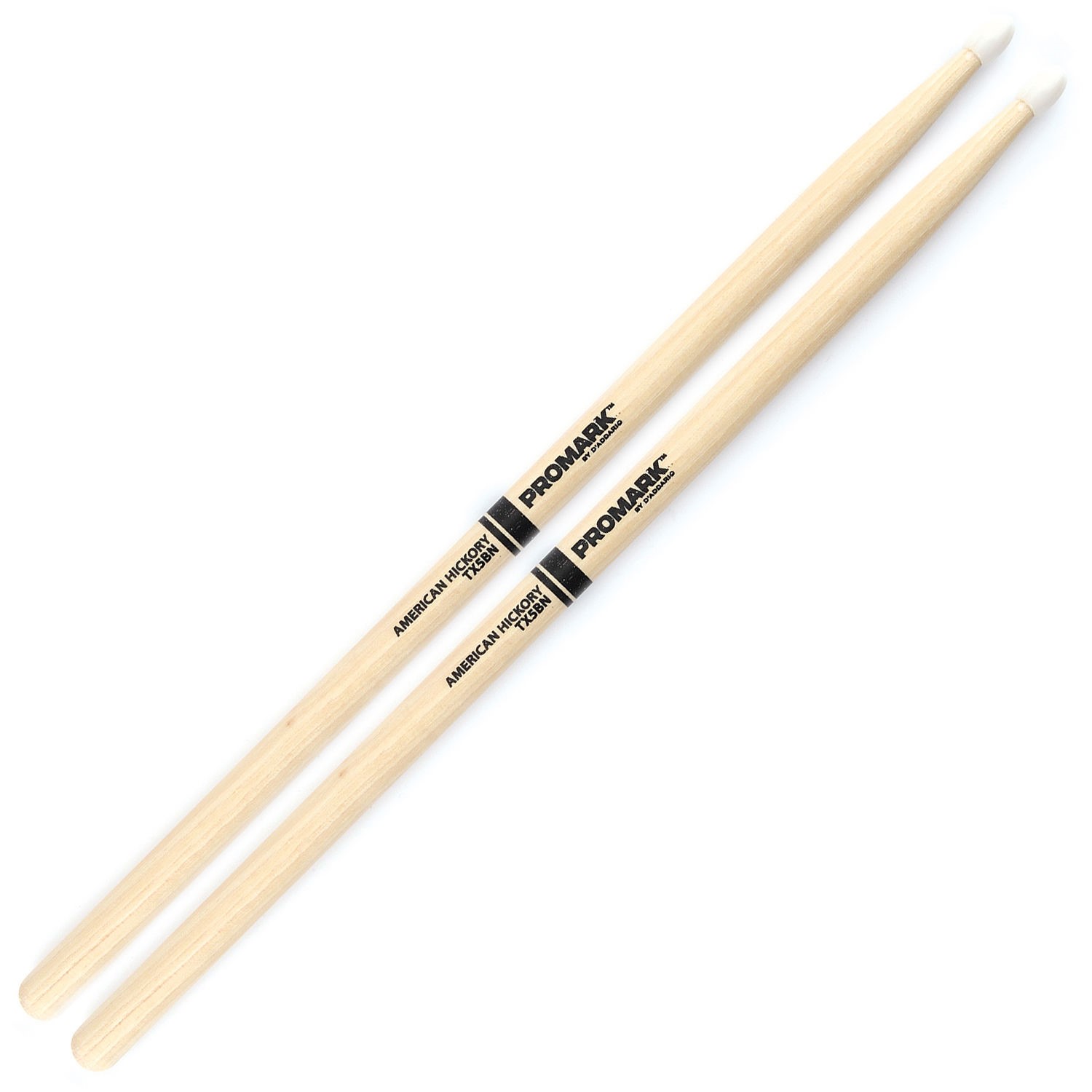 Promark 5b Hickory Nylon Tip Drum Sticks, Pair, Tx5bn