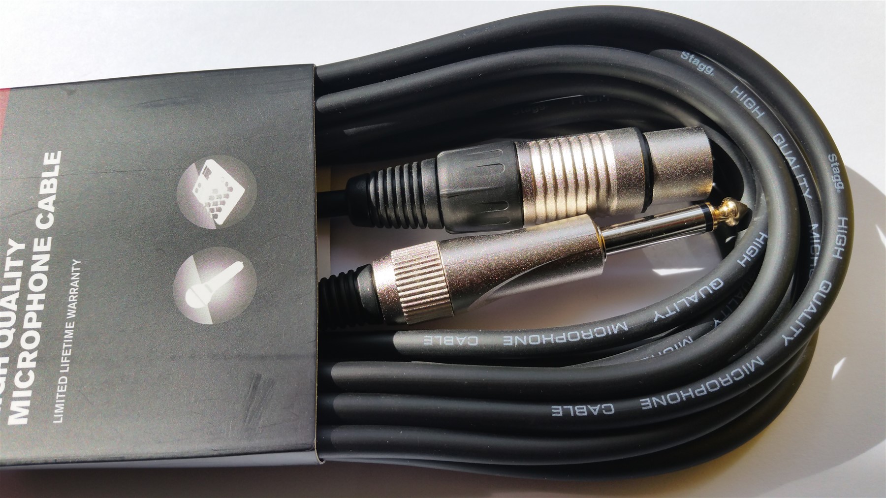 HW Audio. Stagg Lead Standard Mic Cable / Lead XLR F Mono 1/4" Jack, 6m