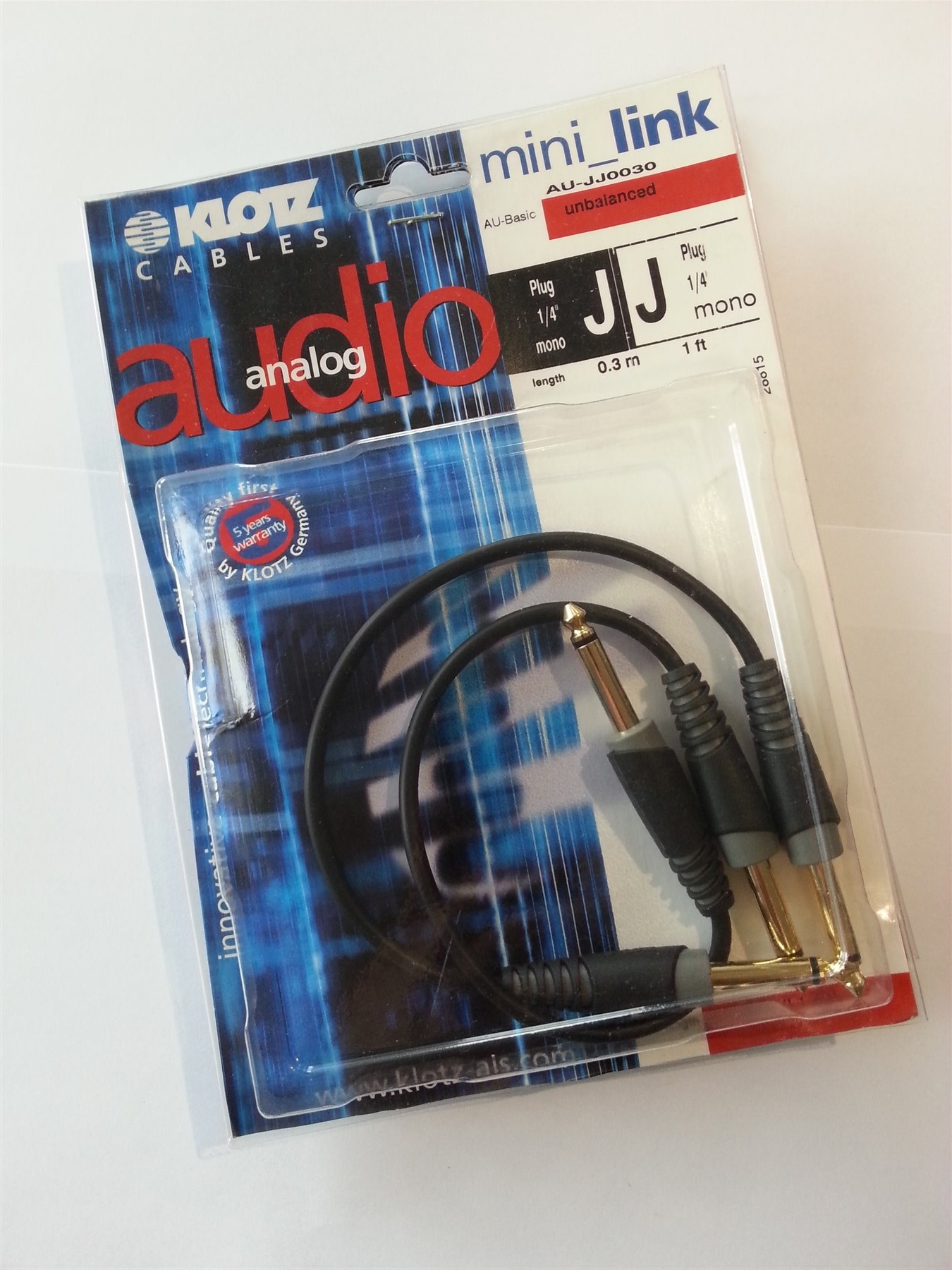 Klotz AB-ajj0030 Jack To Jack Patch X2 Rt Angle