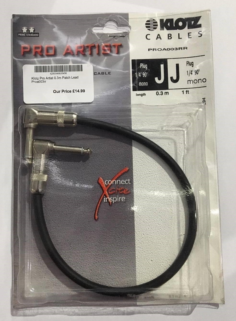 Klotz Pro Artist 0.3m Patch Lead Proa003rr