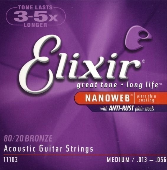 HW Audio . Elixir Nanoweb Coated Acoustic Guitar Strings 13 56