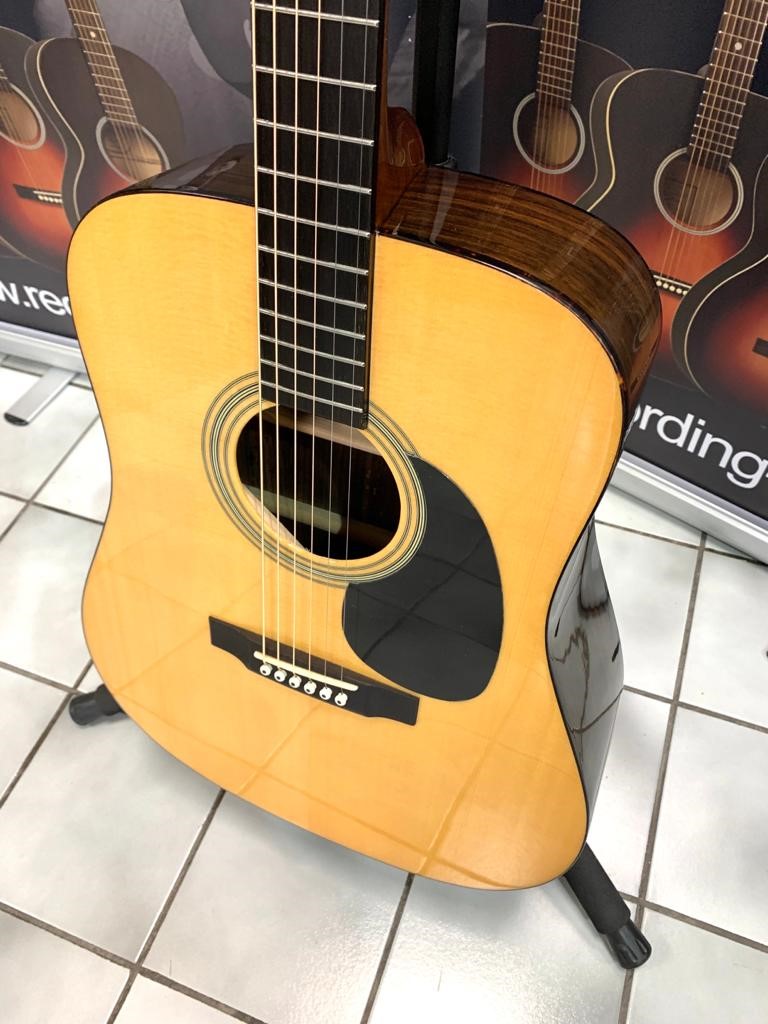 Recording King RD-07 Solid Top Dreadnought Acoustic, Natural, Rosewood Back / Sides