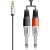 3.5mm Mini Jack - 2 X 6.3mm Mono Jack Cable / Lead, 1.5m Chord