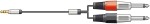 3.5mm Mini Jack - 2 X 6.3mm Mono Jack Cable / Lead, 1.5m Chord