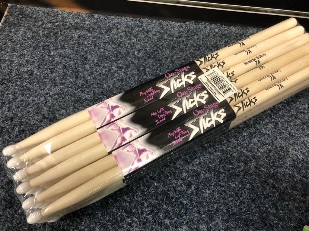 On Stage Drumfire 7a American Hickory Nylon Tip Ahn7a, Brick Of 12 Pairs