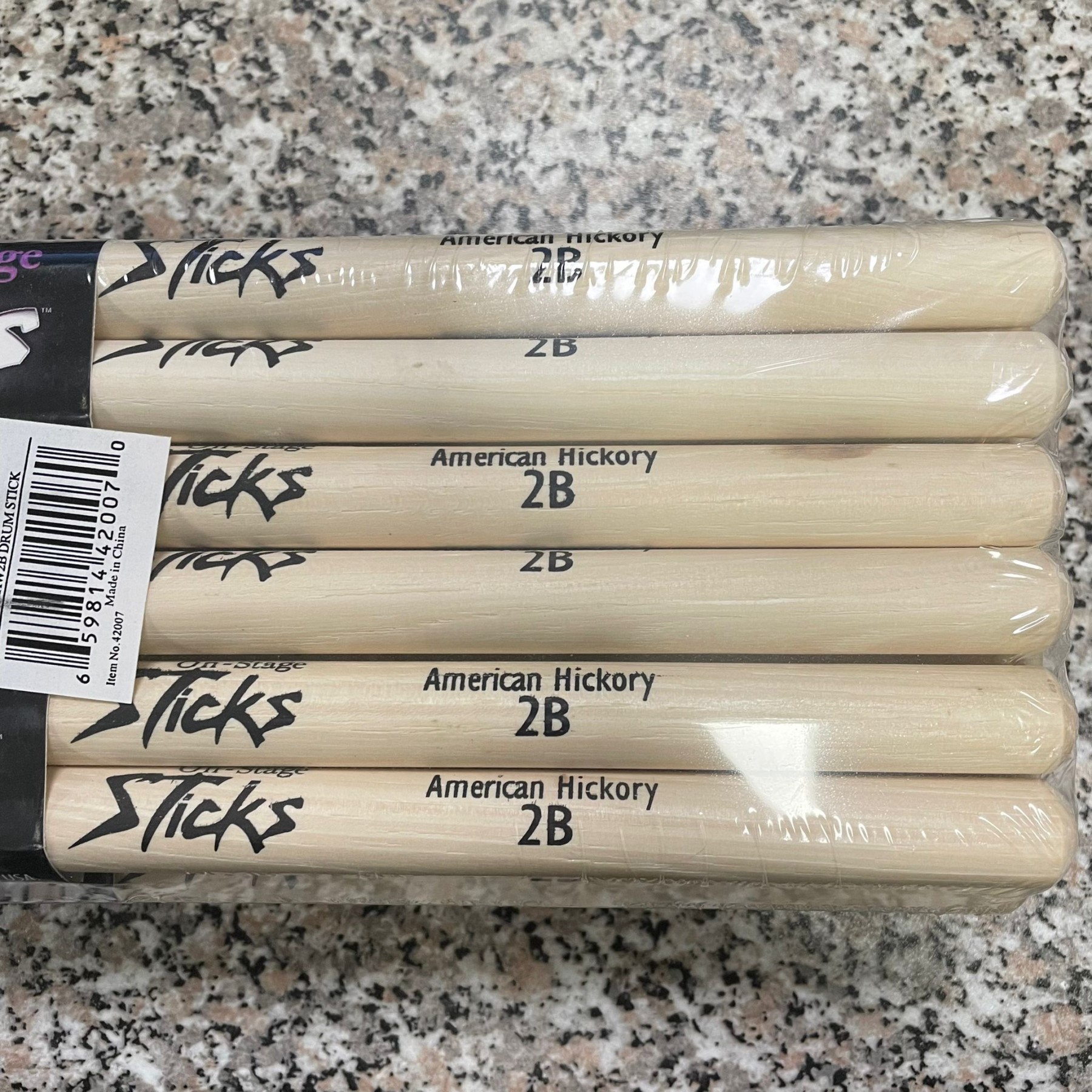 On Stage Drumfire 2b American Hickory Wood Tip Ahw2b, Brick Of 12 Pairs