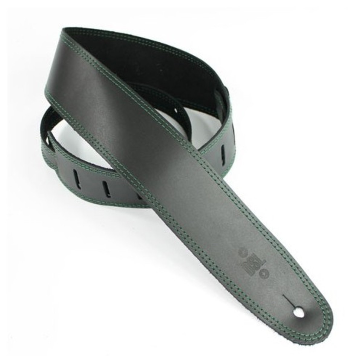 DSL 2.5" SGE Classic Leather Strap - Black with Green Stitch