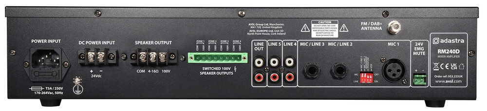 Adastra RM240D Mixer-Amplifier 100V (953.225UK), New Stock