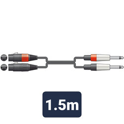 Citronic 2 X XLR Female - 2 X 6.35mm Jack Plug Cable / Lead, 1.5m