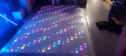 White Multicolour LED Dancefloor (Approx 16 X 14 ) Inc 2 Steel Dollys Used, White