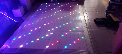 White Multicolour LED Dancefloor (Approx 16 X 14 ) Inc 2 Steel Dollys Used, White