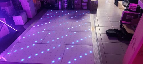 White Multicolour LED Dancefloor (Approx 16 X 14 ) Inc 2 Steel Dollys Used, White