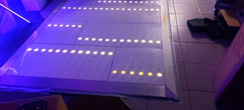 White Multicolour LED Dancefloor (Approx 16 X 14 ) Inc 2 Steel Dollys Used, White