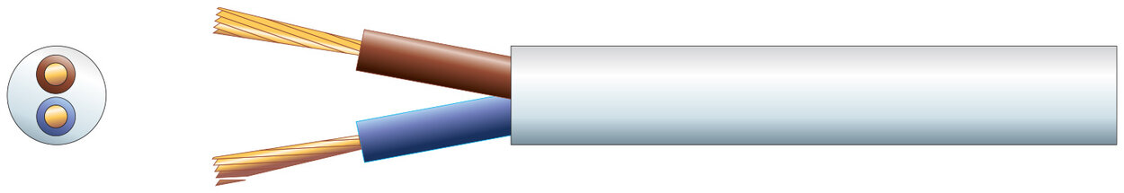 2 Core Round Speaker PVC Cable , 2 X 24/0.2mm, 6A, 5.8mm White, 100m (804.323UK)
