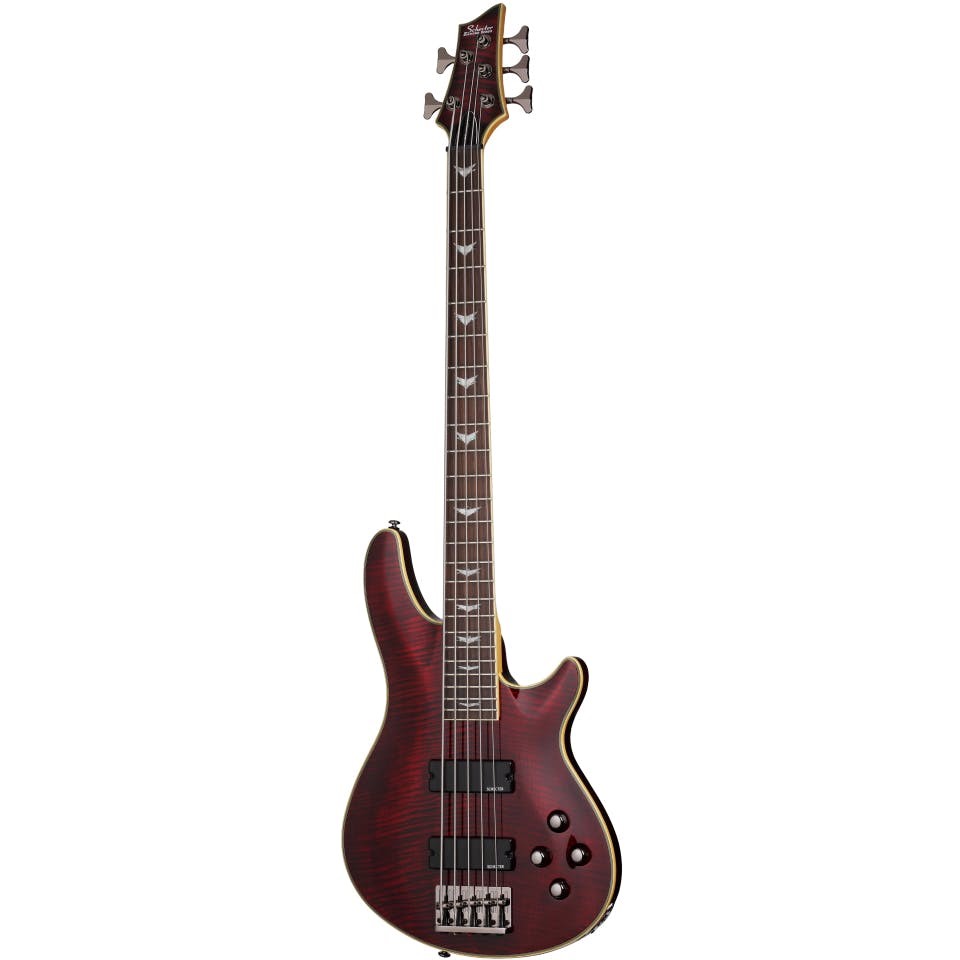 HW Audio:. Schecter Omen Extreme-5 Bass Guitar, Black Cherry