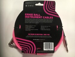 Ernie Ball Braided 18ft Guitar Lead / Cable, Neon Pink 6083, Straight/Angle