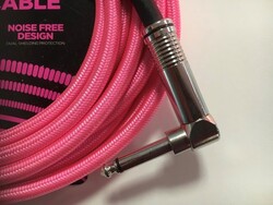 Ernie Ball Braided 18ft Guitar Lead / Cable, Neon Pink 6083, Straight/Angle
