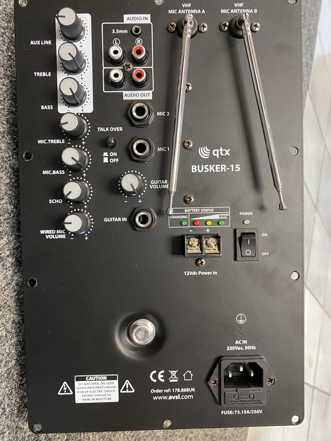 HW Audio . QTX Spare Part Busker 15 Power Amp Mixer Section