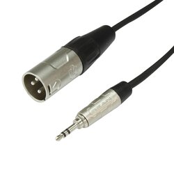 RONI XLR Male to 3.5mm Stereo Jack, BLACK, 1METRE UNBALANCED