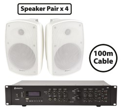 Adastra Shop / Cafe Installation System, 8 Speakers, White