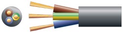 Mercury 3 Core Round Mains PVC, 3 X 32/0.2mm, 10amp , 7.2mm Black, Per M, BLACK