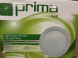 Primalux LED Non Dimmable 210mm Diameter Downlight LED Fitting, Cool White, 521.424