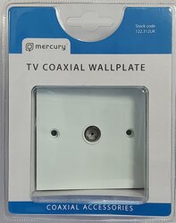 Avlink / Mercury TV Aerial Coaxial Wallplate, White, 122.312UK