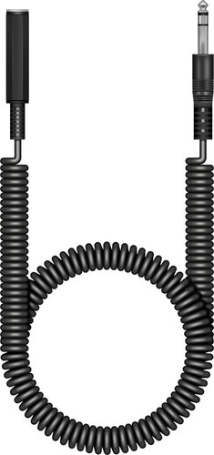 6.35mm Stereo Jack Plug To 6.35mm Stereo Jack Socket Curly Cable 6m, Black
