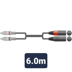 Chord Audio Leads 2 X RCA Plugs - 2 X XLR Male 6M, Black, 6 Metres