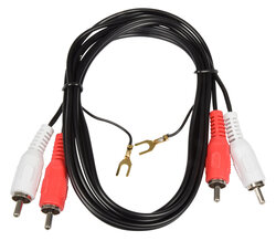 2RCA Plugs To 2RCA Plugs With Ground Wire For Turntables, Black, 1.2m