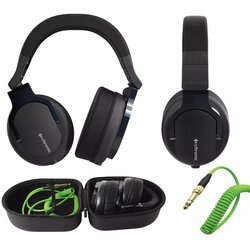 Citronic Professional Studio Monitor Headphones CPH40-DJ, Black and Green