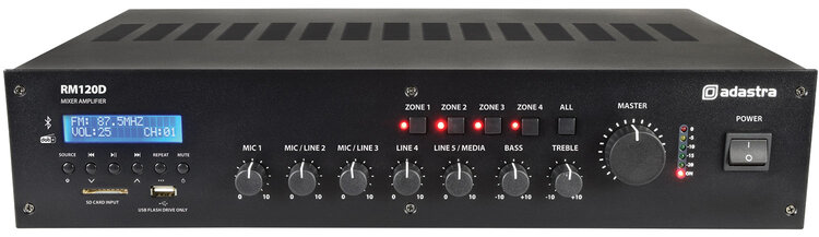 ADASTRA RM120D 100V Mixer-Amplifier With DAB+, BT, USB/SD