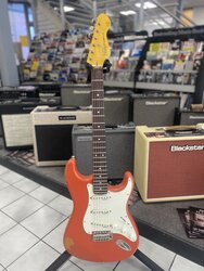 Vintage V6 ICON Electric Guitar - Distressed Firenza Red, Firenza Red