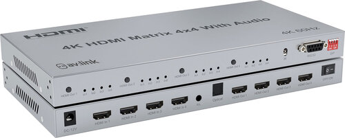 Av:link 4K HDMI 2.0 Matrix 4x4 Switch With Audio Out From HDMI 1, Silver, 128.850UK