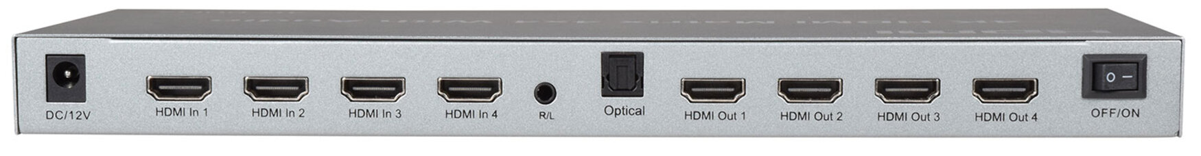 Av:link 4K HDMI 2.0 Matrix 4x4 Switch With Audio Out From HDMI 1, Silver, 128.850UK