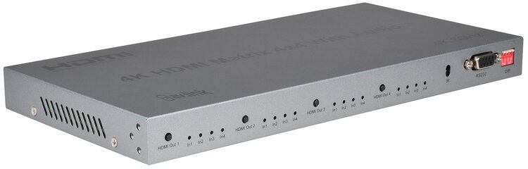 Av:link 4K HDMI 2.0 Matrix 4x4 Switch With Audio Out From HDMI 1, Silver, 128.850UK