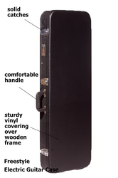 Freestyle Hard Shell Wood Case Electric Guitars, FCGW-ELEC-FT, Black