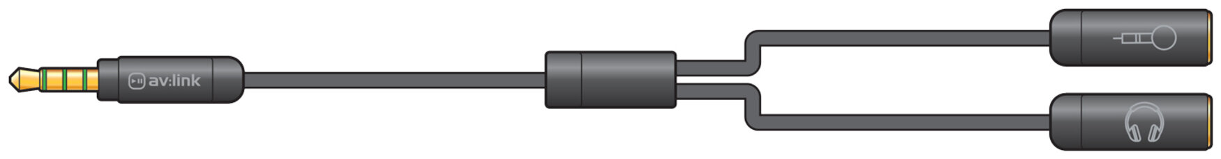 Avlink 3.5mm Stereo Jack Plug To Headphone And Microphone Jack Sockets, Black
