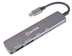 4 Port Ultra-Slim USB3.2 Type-C Hub 500.105UK, Silver