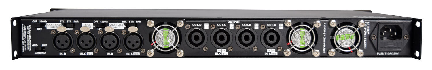 Citronic D-series Quad Power Amplifier 4 X 350W, 1U High Lightweight, Ex Demo