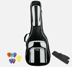 Rock Jam Deluxe Guitar Bag With Pick Holder And Strap, Black and Grey