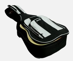 Rock Jam Deluxe Guitar Bag With Pick Holder And Strap, Black and Grey