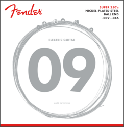Fender Super 250 Guitar Strings, Nickel Plated Steel, Ball End, 250LR Gauges .009-.046