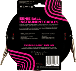 Ernie Ball Braided 25ft Cable, Red / Black, Straight/Angle