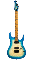 Spira S-500 24 Fret Electric Guitar, QAB Trans Aqua Blue