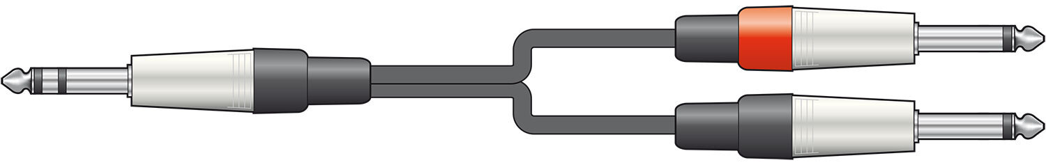 Citronic Lead 6.3mm TRS Jack Plug - 2 X 6.3mm Mono Jack Plugs, 3 Metre 190.022UK
