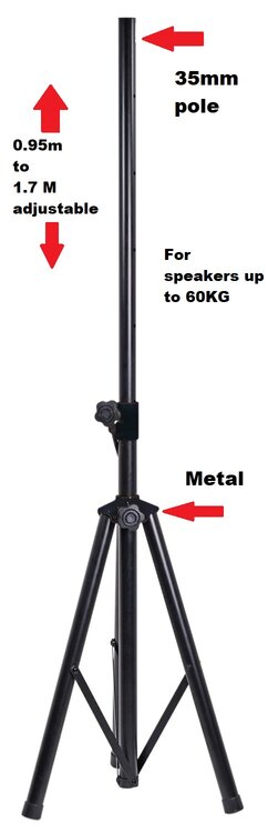 QTX Heavy Duty Speaker Stand, Black, 181.181UK