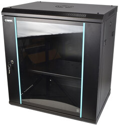 Cobra Metal 19" Rack Cabinet With Glass Door, Black, 12U 450mm Deep 99203