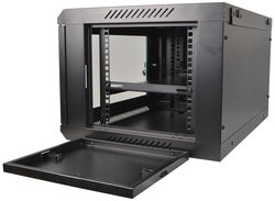 Cobra Metal 19" Rack Cabinet With Glass Door, BLACK CWR-645, 6U 450mm 99201